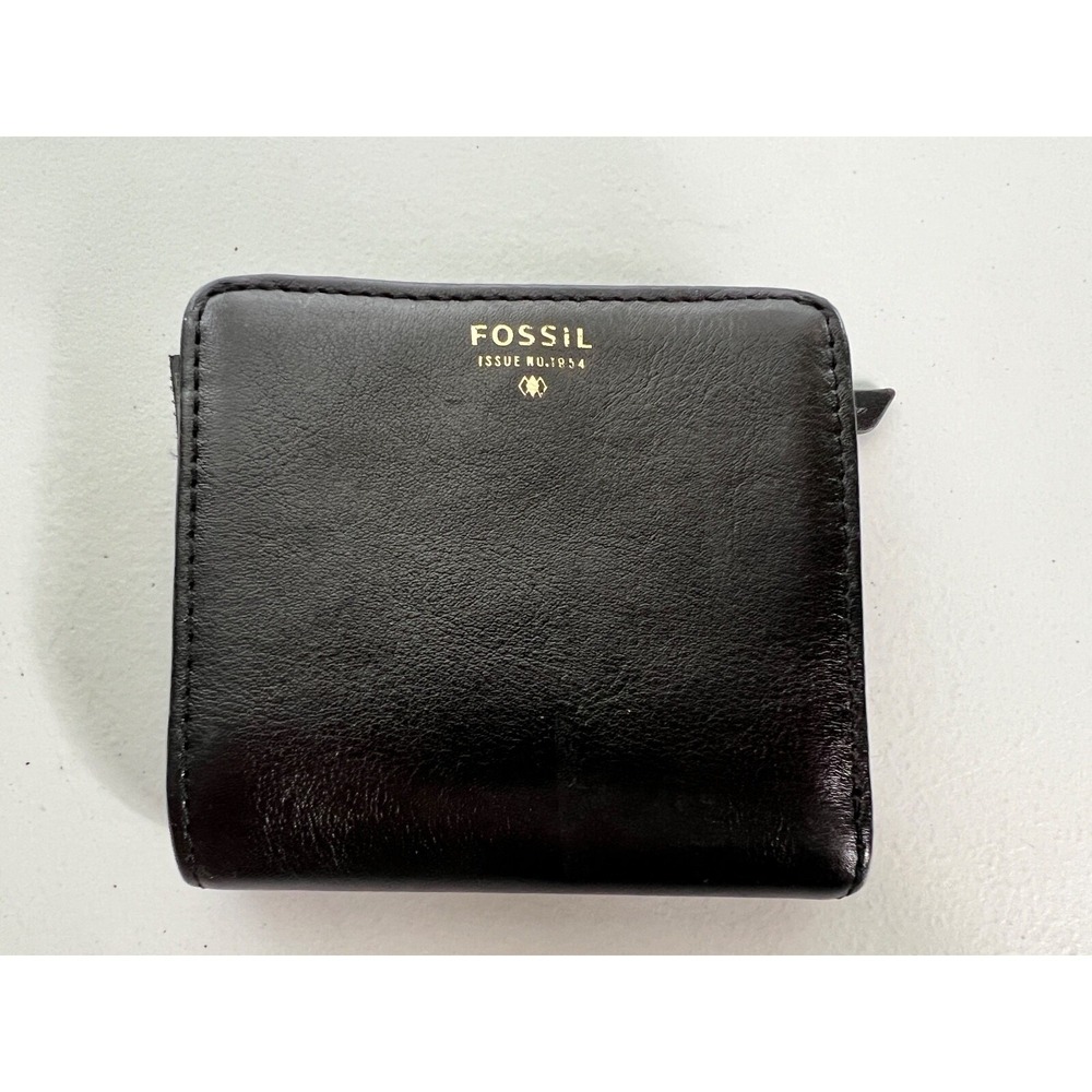 Fossil Wallet Black Issue No 1954 Logan Small Bifold Leather Coin Pocket